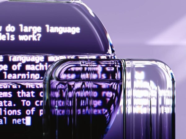 Representação abstrata de modelos de linguagem e tecnologia de inteligência artificial.